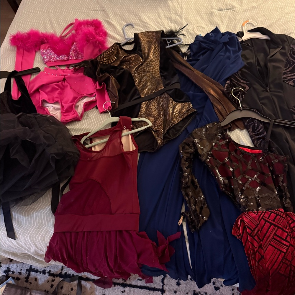Mixed Dance & Costume Lot - Hot Pink, Burgundy, Navy, Black